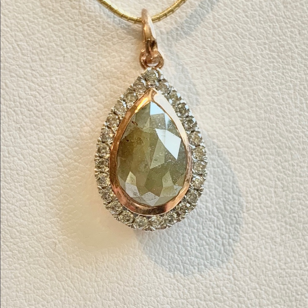 Sold in Store 🥳🥳🥳Bezel Set Natural Diamond and Halo Pendant